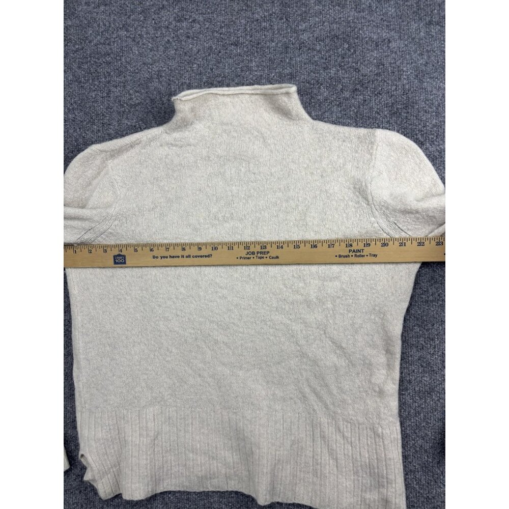 Madewell Sweater Womens Large Ivory Mock Neck Ribbed Hem Long Sleeve Side Slits - Picture 5 of 7